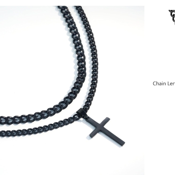 Black Cross Pendant Necklace - Picture 2 of 6